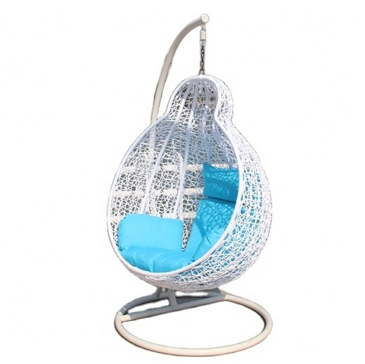 metal swing chair for outside with stand for baby adult PE rattan wicker backyard swing hanging chair