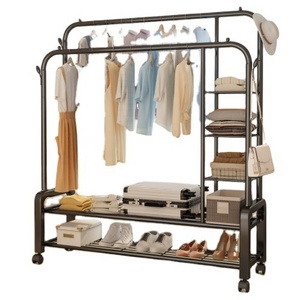 Clothing Garment Rack with Shelves Upgraded Length Cloth Drying Rack Hanger Stand on Wheels Display Rack