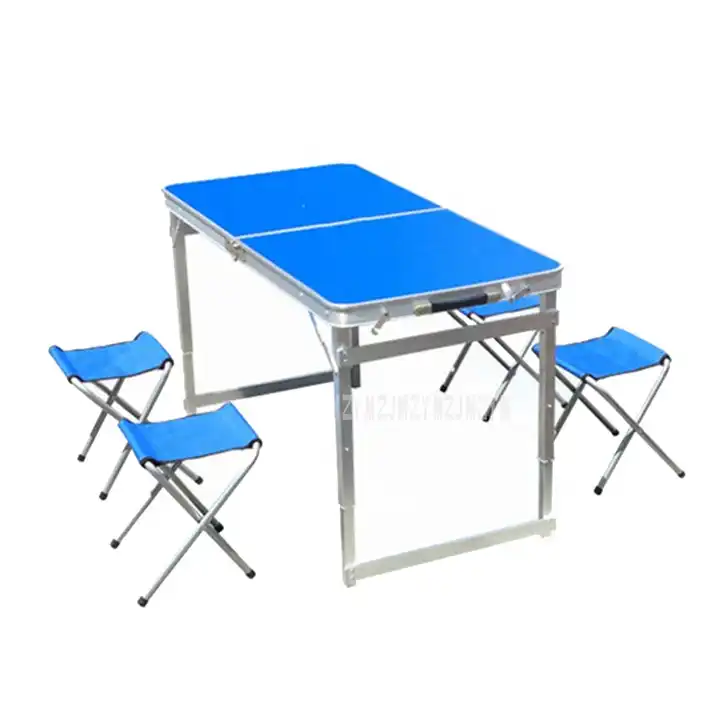 Height Adjustable Craft Wire Mesh Aluminium Folding Table with Easy Carry Handle and Umbrella Hole for Camping and Picnic