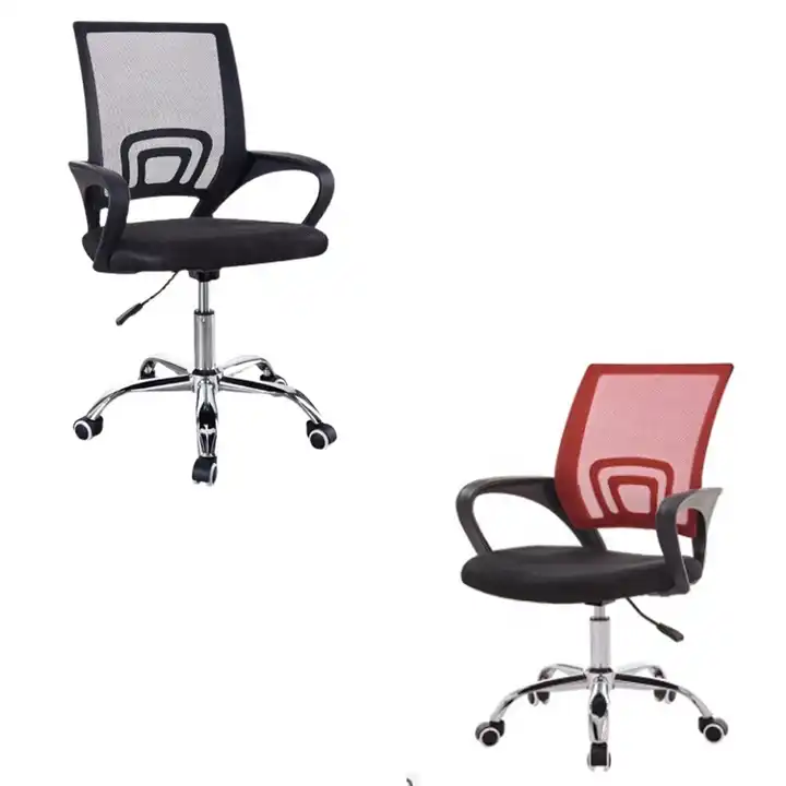 Modern Office Furniture Chair Mesh Seat Chromed Swivel Base Five Wheels Adjustable Office Chair With Armrest