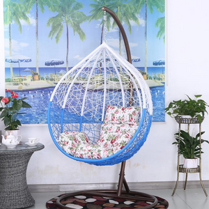 The Newest Design Patio Balcony Multicolored Hanging Rattan Chair Outdoor Bird Nest Shape Rocking Chair