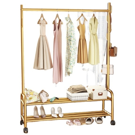 Rack Freestanding Hanger Double Pole Multi-functional Bedroom Clothing Rack