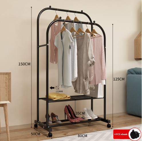 Fashion luxury cheap price round pipe OEM/ODM stand double pole shops hanger clothes rack