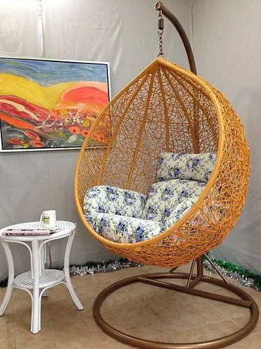 Hot sale indoor outdoor comfortable steel frame pe rattan black best quality swing egg chair