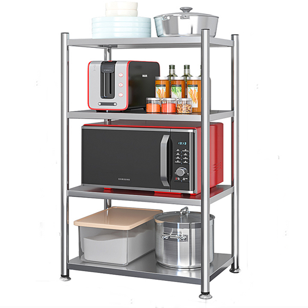 Adjustable 4-Tier Storage Shelf Kitchen Bakers Rack with Hutch Industrial Microwave Oven Stand