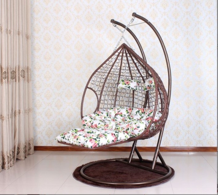 Furniture Manufacturer Wicker Rattan Garden Adult Patio swings Hanging Egg Swing Chair With Metal Stand