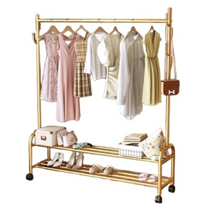 Nordic clothes hanger rack stand iron gold modern high quality wholesale clothes stands & shoe racks