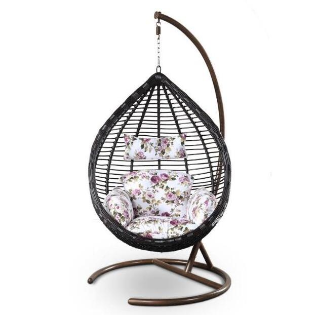 Factory price thickening patio hanging rattan outdoor swing egg rocking chair with stand