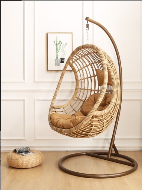 Factory wholesale white safety easy assembly  pe rattan egg swing chair