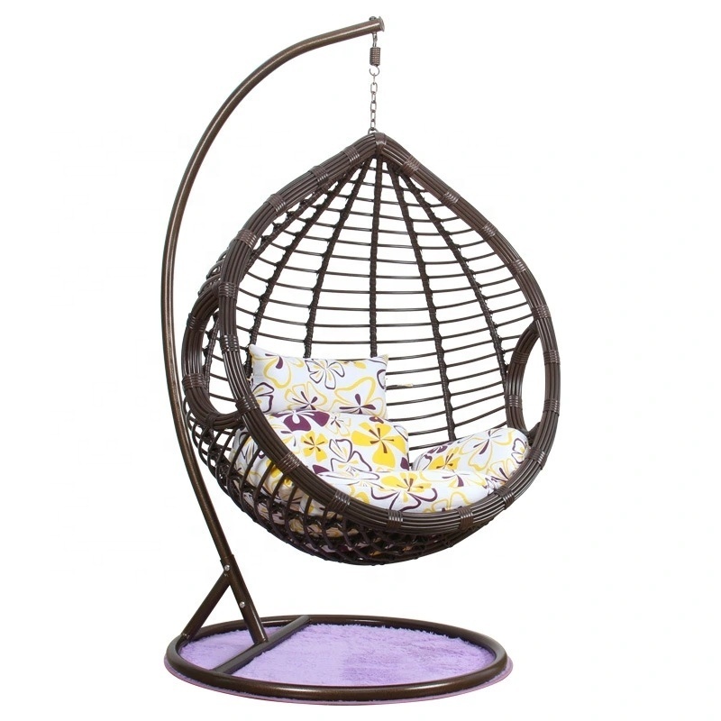 Factory price thickening patio hanging rattan outdoor swing egg rocking chair with stand