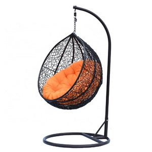 Factory price thickening patio hanging rattan outdoor swing egg rocking chair with stand