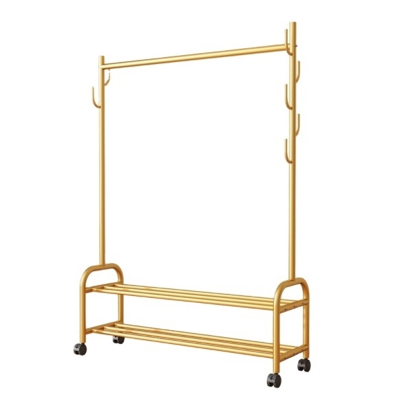 Nordic clothes hanger rack stand iron gold modern high quality wholesale clothes stands & shoe racks