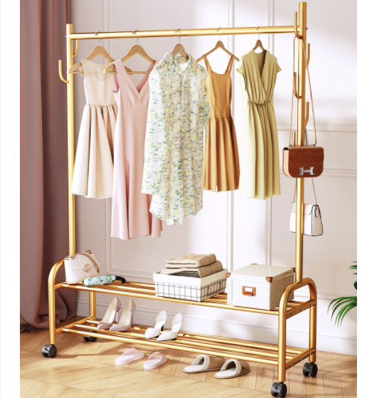 Nordic clothes hanger rack stand iron gold modern high quality wholesale clothes stands & shoe racks