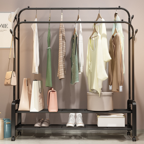 Hot sale modern free sample easy assembly stainless steel double pole display clothes drying rack