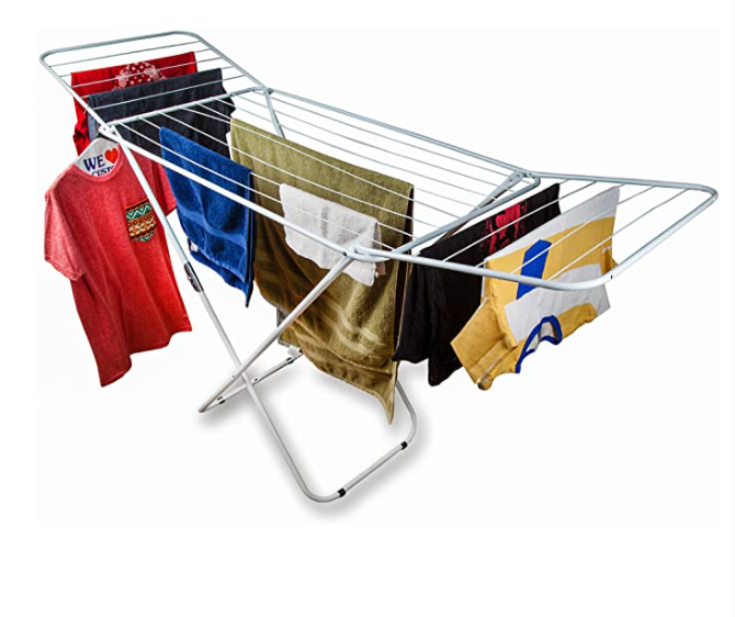 Wing shape steel drying rack Large capacity Telescopic laundry Clothes hanger