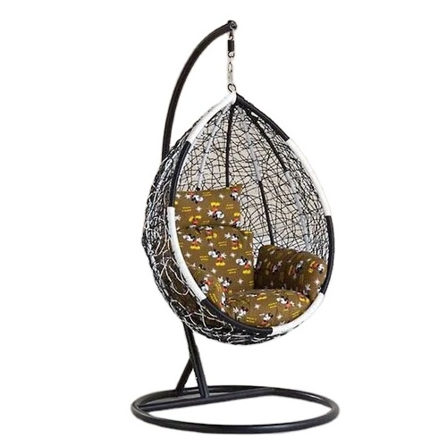 Hot sale indoor outdoor comfortable steel frame pe rattan black best quality swing egg chair