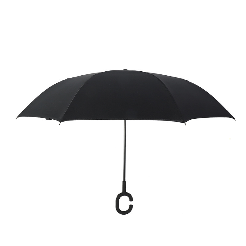 Hot Selling New Products Stock Double Layer Inside Out C Shape Handle inverted Reverse umbrella with logo for the rain