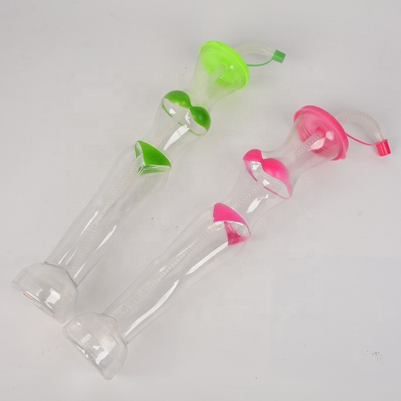 350ml 500ml 600ml  Disposable plastic cartoon beverage bottle juice drink milk tea Slush  Cup with Straw for Party