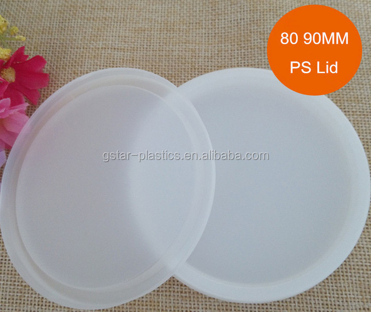 New Style Disposable White Flat PP Plastic Yogurt Cup Lids Covers for Cans Customized 75mm and 85mm