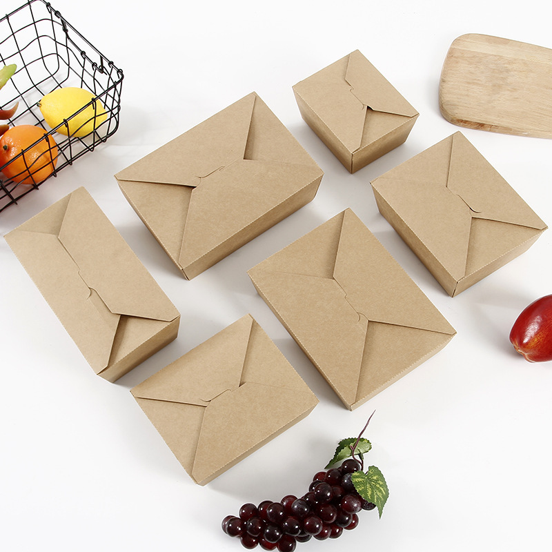 Custom Recycled Brown Kraft Paper Food Grade  Salad Sandwich Takeaway Packaging Box for Lunch fast food