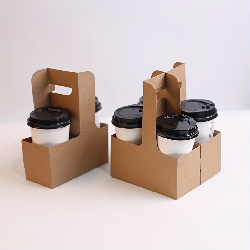 Wholesale Custom 2/4/6 Coffee Cup holder tray  Corrugated  paper hot drinks cup holder foldable Portable paper cup holder