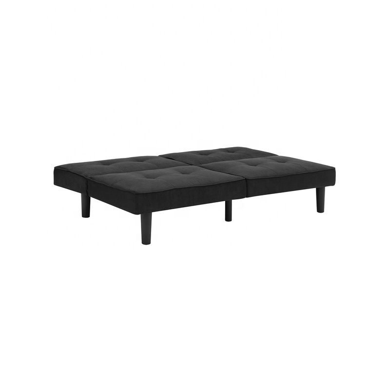 Simple Design Couch Cheap Black  Fabric Futon Sofa Bed For Minimalist Living Room