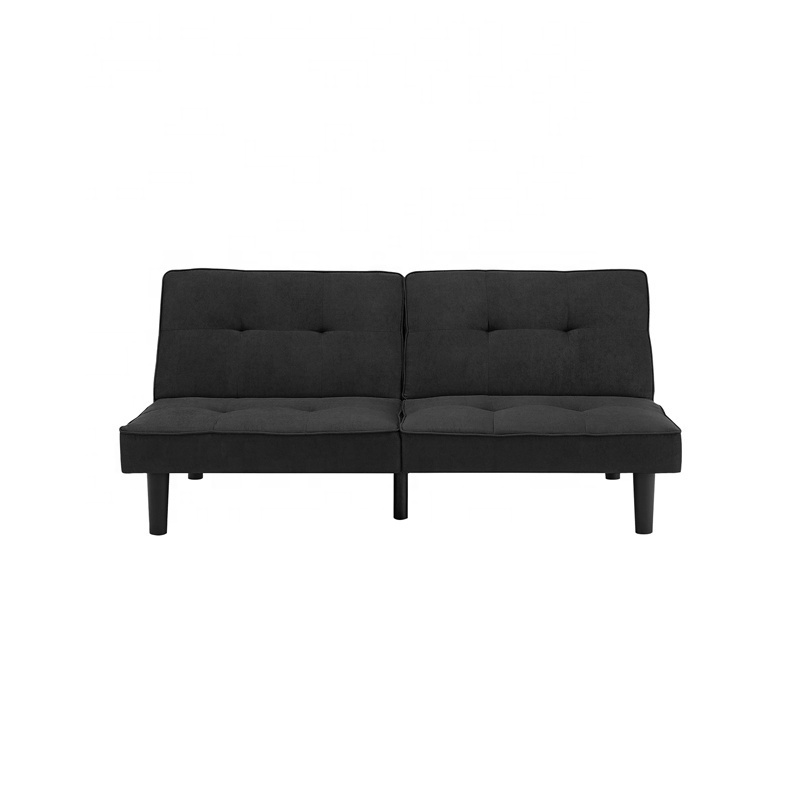 Simple Design Couch Cheap Black  Fabric Futon Sofa Bed For Minimalist Living Room