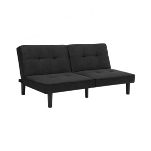 Simple Design Couch Cheap Black  Fabric Futon Sofa Bed For Minimalist Living Room