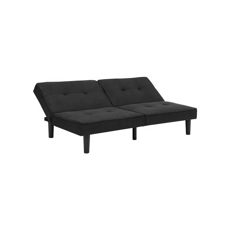 Simple Design Couch Cheap Black  Fabric Futon Sofa Bed For Minimalist Living Room