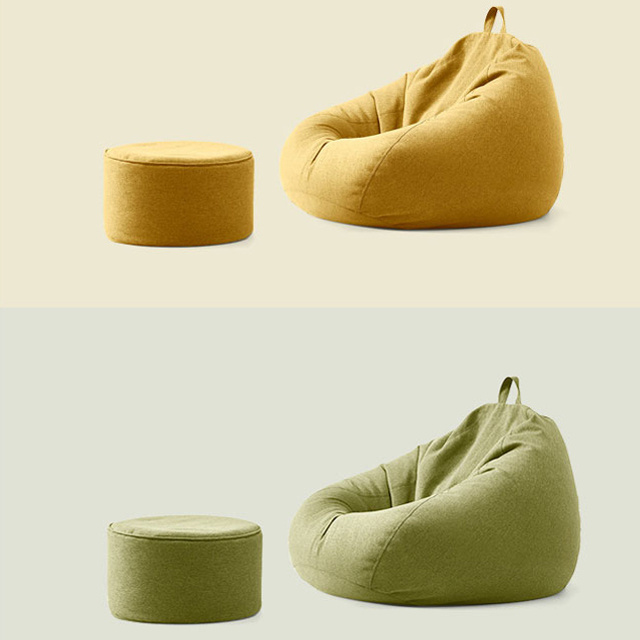 Custom Lazy Big Bean Bag Sack Living Room Furniture Round Bean Bag Chair with Pedal Stool