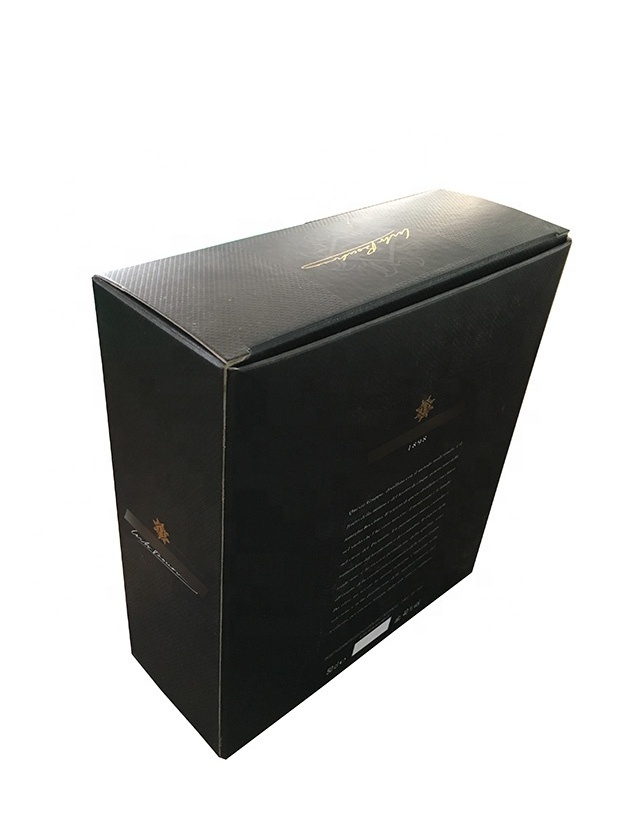 Custom printed premium black corrugated wine boxes customized cardboard wine boxes Embossed texture folding wine boxes