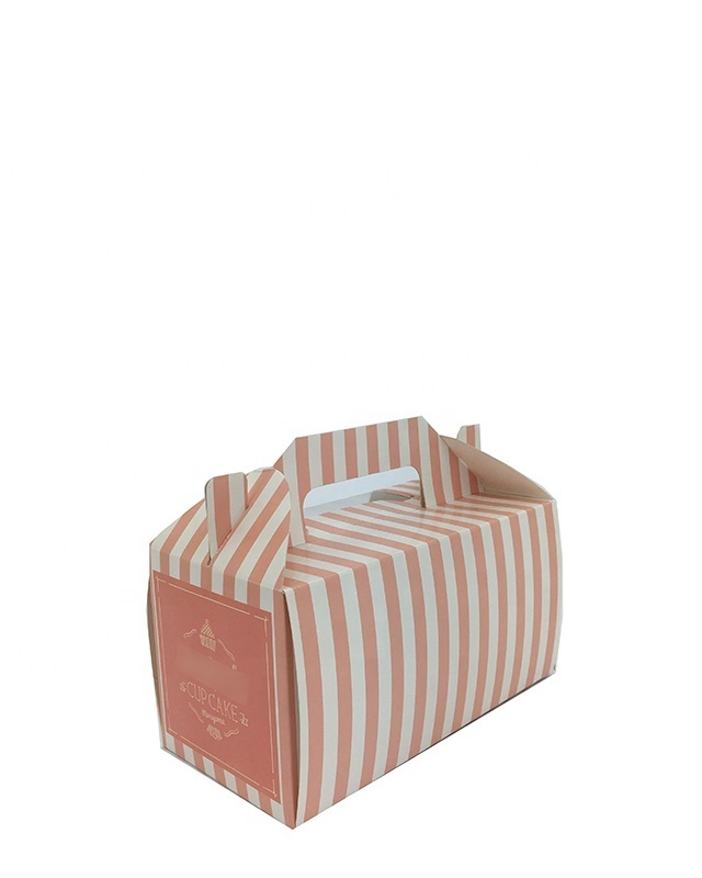 Cake packaging custom made paper gable box Food packaging mini holes cupcake boxes with clear PVC window