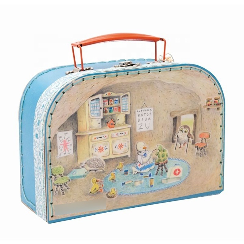 Custom paper suitcase with handle Children's toy packaging suitcase box