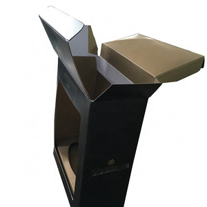 Custom printed premium black corrugated wine boxes customized cardboard wine boxes Embossed texture folding wine boxes