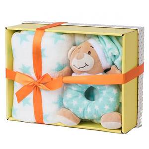 Baby's knitting blanket customized empty gift box branded baby cotton clothes custom packaging box custom clothing packaging box