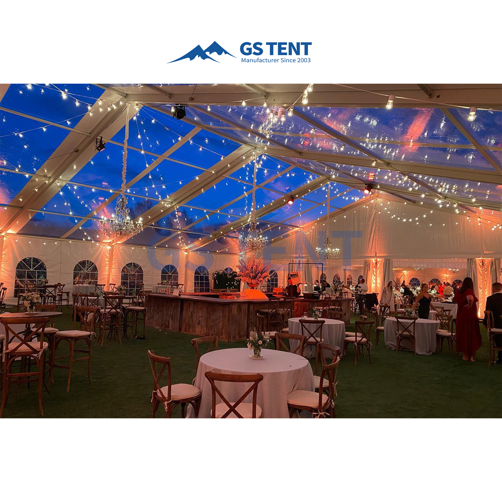 Span 10m 20m 30m Gaoshan Uniflex Party Tents With Glass Wall