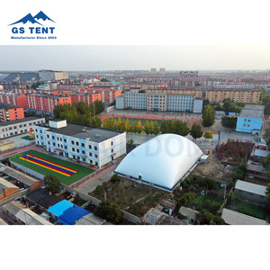 Air support membrane structure for construction of large inflatable football stadium