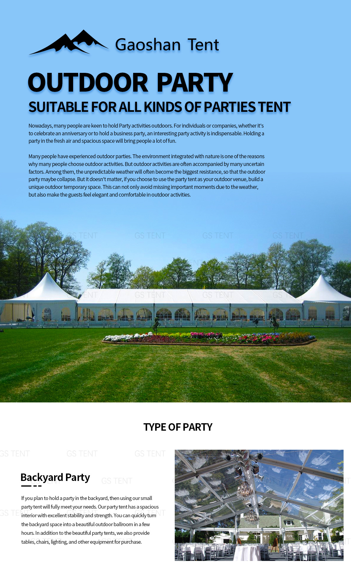 Outdoor water proof clearspan wedding festival event party zelt 20x40 15x20 marquee tents for events wedding party pole and peg