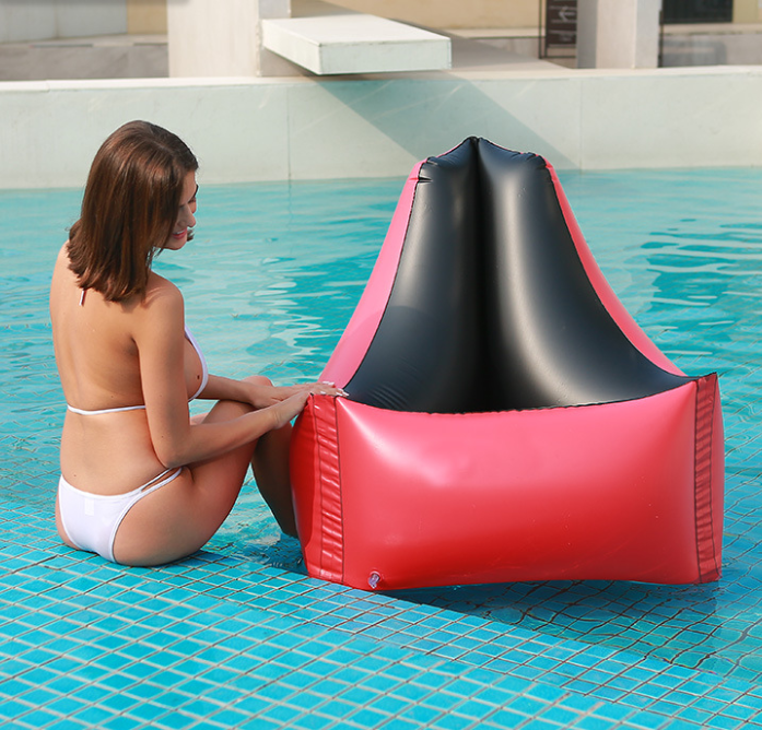 triangle portable inflatable swimming floating bed lounge pool chairs