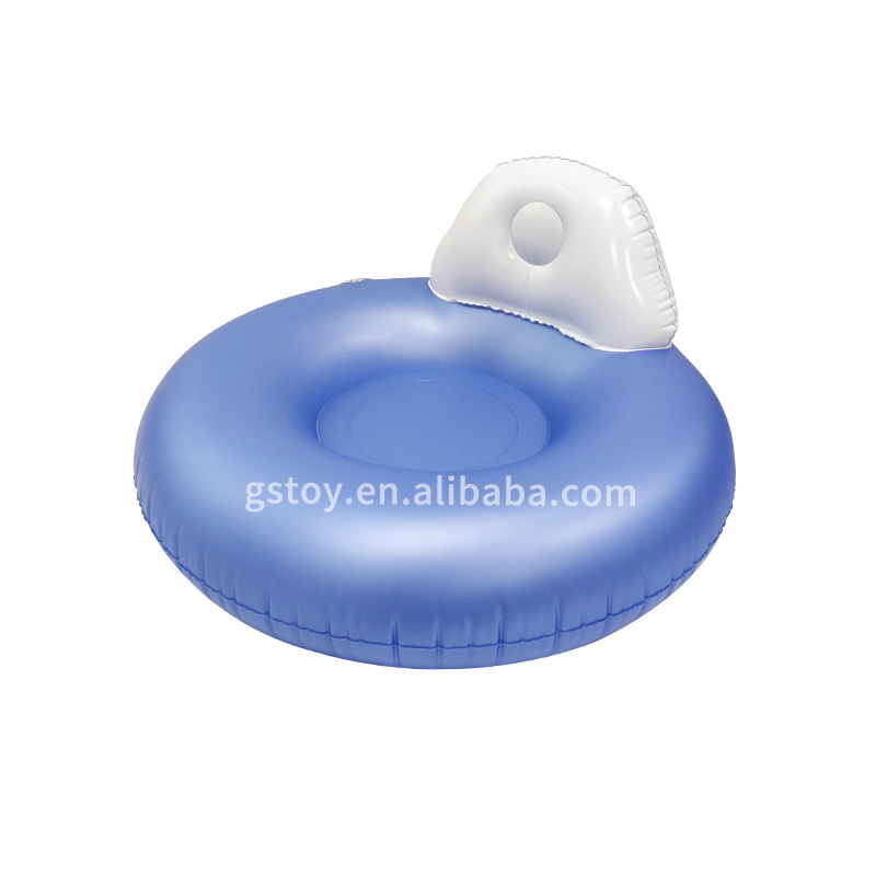 Customized backrest swimming ring lounger PVC tanning pool lounger floats inflatable float