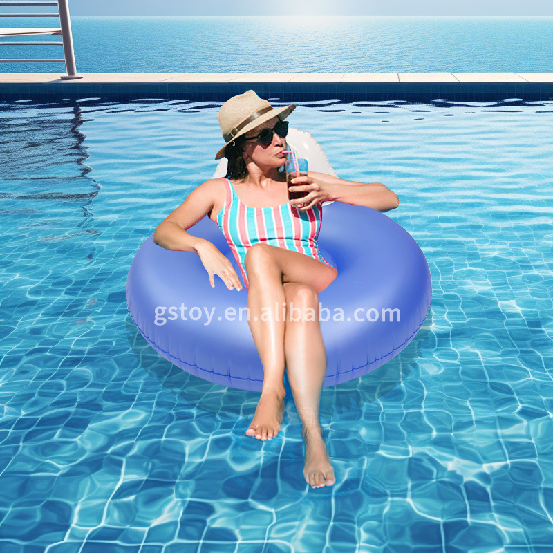 Customized backrest swimming ring lounger PVC tanning pool lounger floats inflatable float