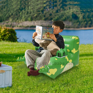 Outdoor camping folding cute dinosaur children L shaped PVC couch living room air chair kids inflatable sofa