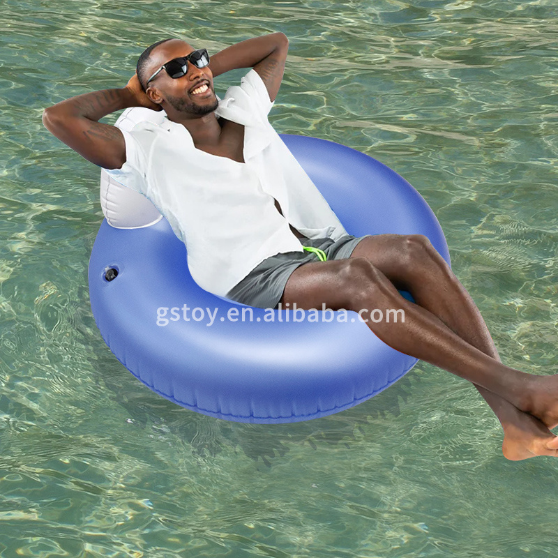 Customized backrest swimming ring lounger PVC tanning pool lounger floats inflatable float