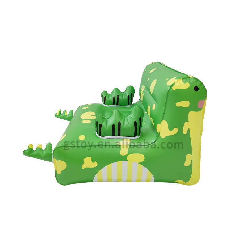 Outdoor camping folding cute dinosaur children L shaped PVC couch living room air chair kids inflatable sofa