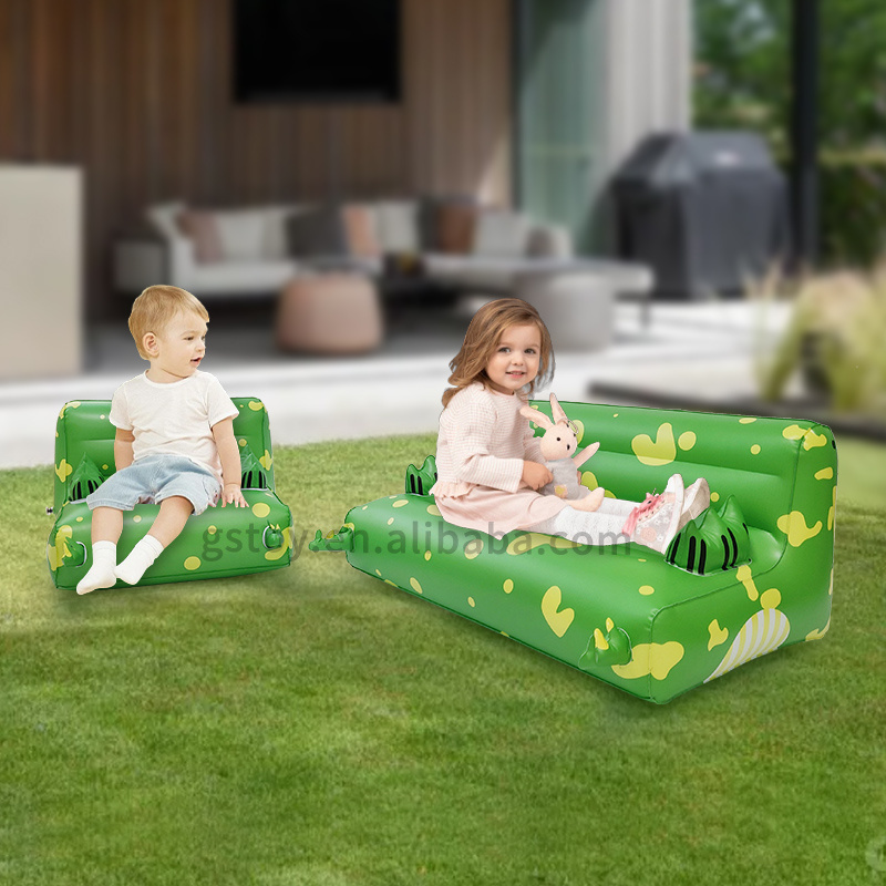 dinosaur mini kids air chair seat double blow up animal cartoon double couch folding waterproof inflatable sofa