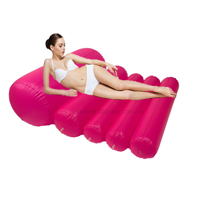 adult lying on water inflatable pontoon float tube