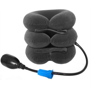 Adjustable inflation velvet cervical collar neck traction device