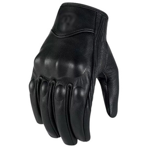 2023 Men's Premium Black Waterproof Leather Driving Racing Motorcycle Biker Gel Heated Gloves