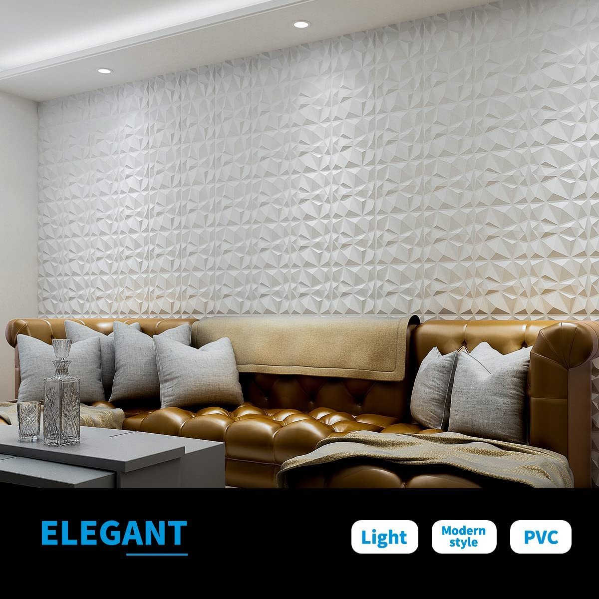 Plastic PVC 3D Wall Panels Wave Wallpaper Murals For Decors