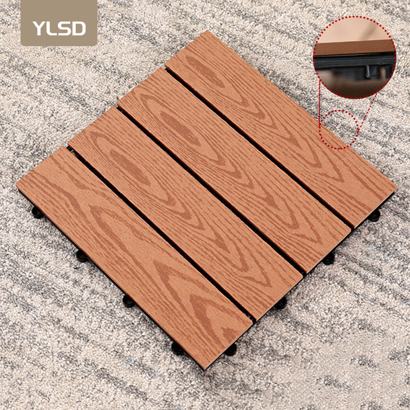 Garden use wpc DIY tiles easy install interlocking click composite tiles outdoor wood plastic deck tile